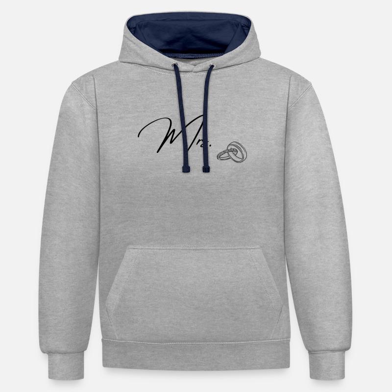 Mrs. - Kontrast-Hoodie - Grau meliert/Navy