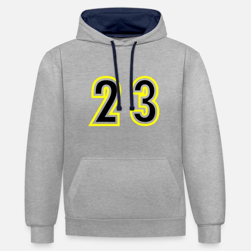 23 Nombre Collège - Sweat à capuche contrasté - gris chiné/bleu marine