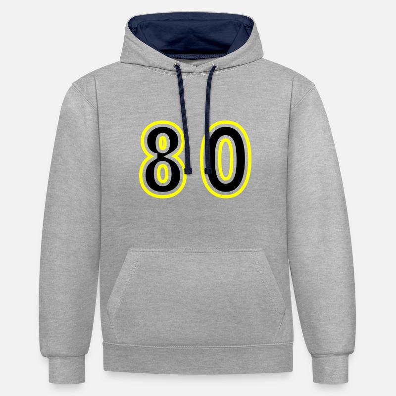 80 Nombre Collège - Sweat à capuche contrasté - gris chiné/bleu marine