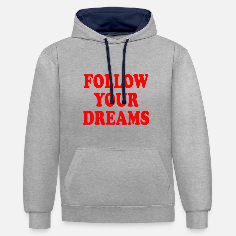 follow your dreams - Sweat à capuche contrasté - gris chiné/bleu marine