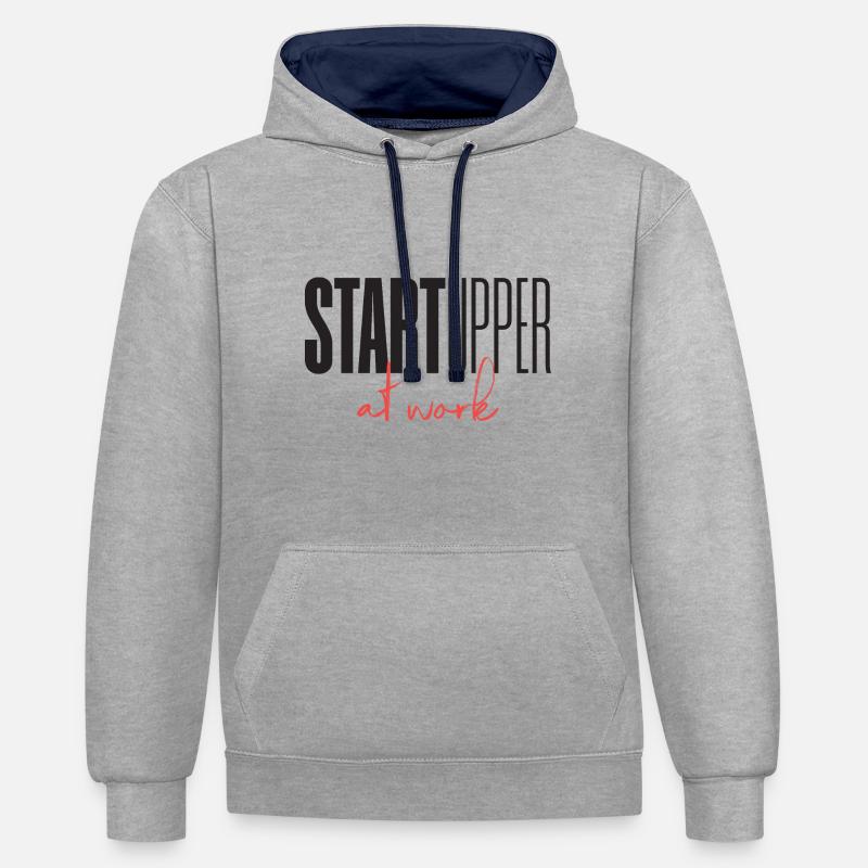 Startupper Startup at work - Kontrast-Hoodie - Grau meliert/Navy
