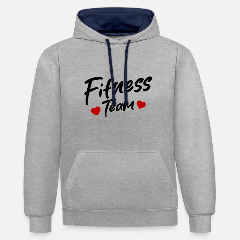 Équipe de conditionnement physique - Sweat à capuche contrasté - gris chiné/bleu marine