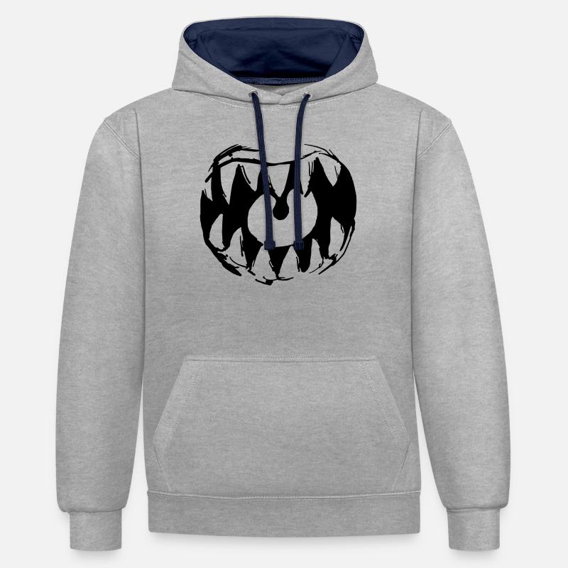 Große Klappe - Kontrast-Hoodie - Grau meliert/Navy