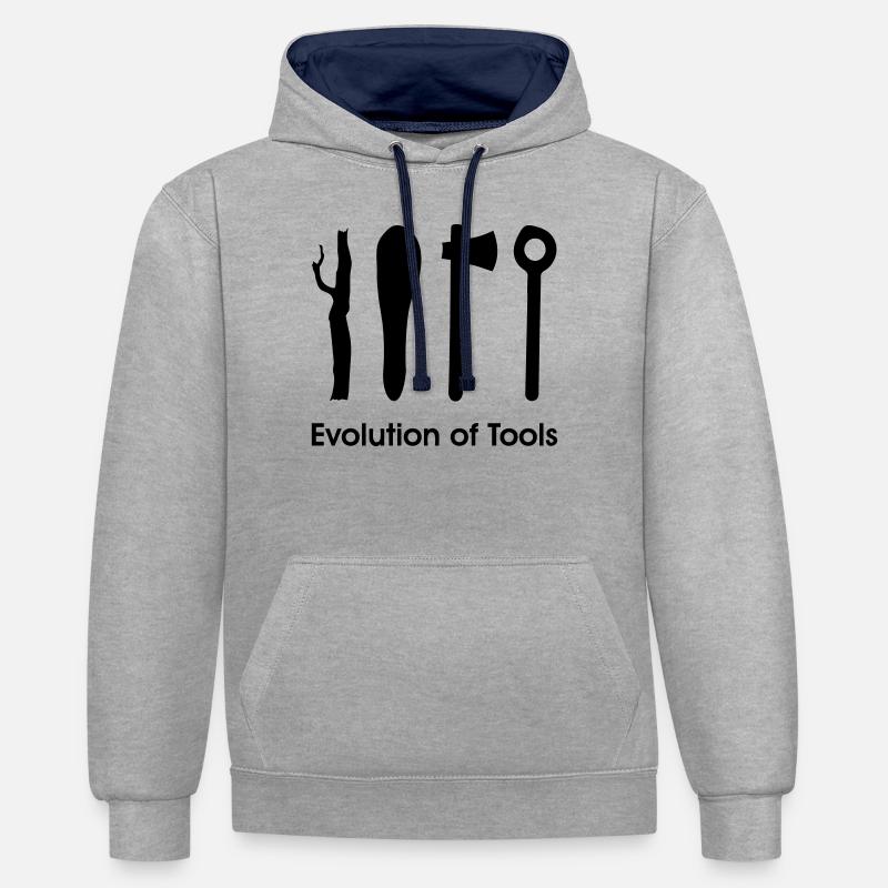 Evolution Kochen Kochlöffel Sternekoch Chefkoch - Kontrast-Hoodie - Grau meliert/Navy