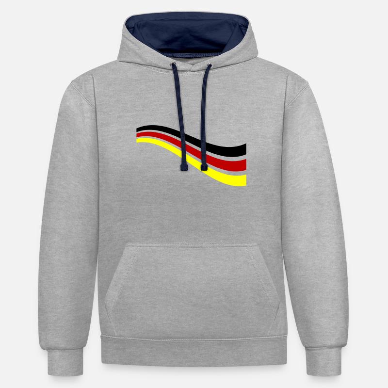 L’équipe Germany Line Germany - Sweat à capuche contrasté - gris chiné/bleu marine