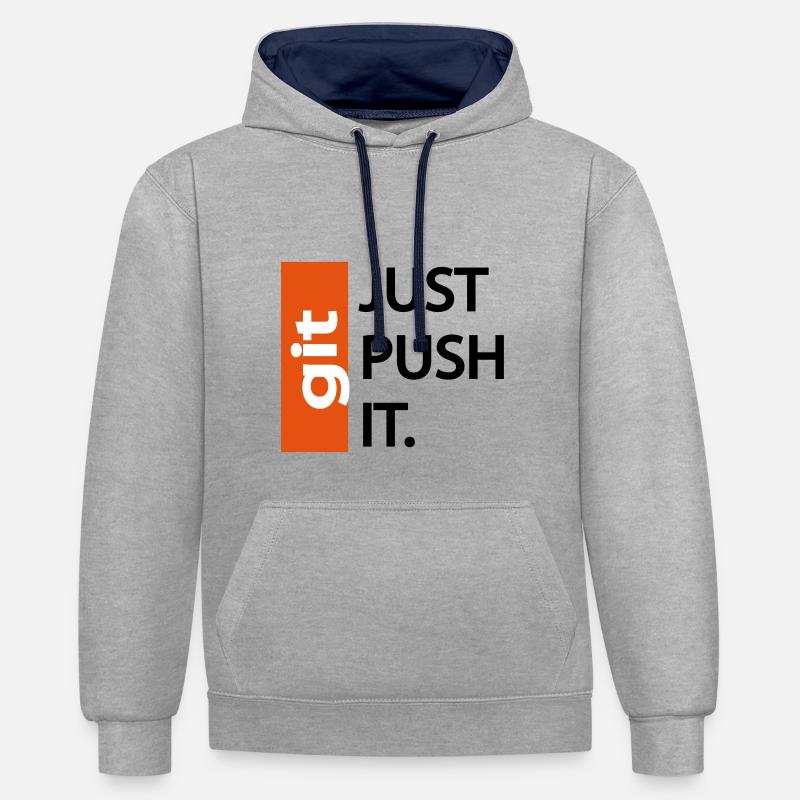 git pull - Sweat à capuche contrasté - gris chiné/bleu marine