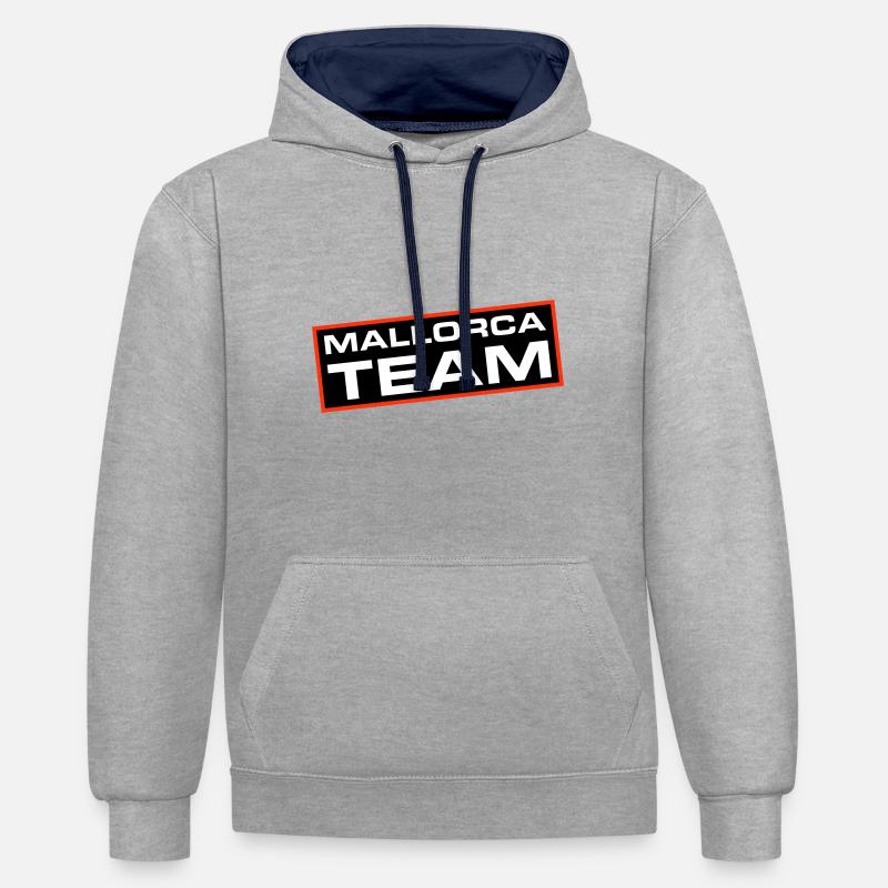 Équipe de Majorque - Sweat à capuche contrasté - gris chiné/bleu marine