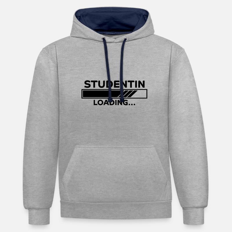 Studentin Spruch Universität Studentin Geschenk - Kontrast-Hoodie - Grau meliert/Navy