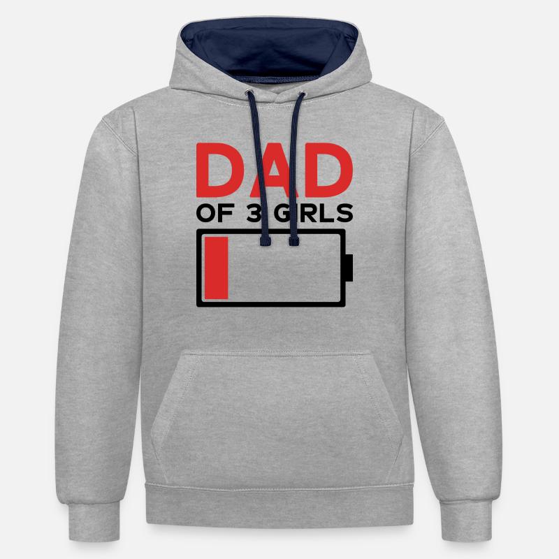 PAPA DE 3 FILLES - Sweat à capuche contrasté - gris chiné/bleu marine
