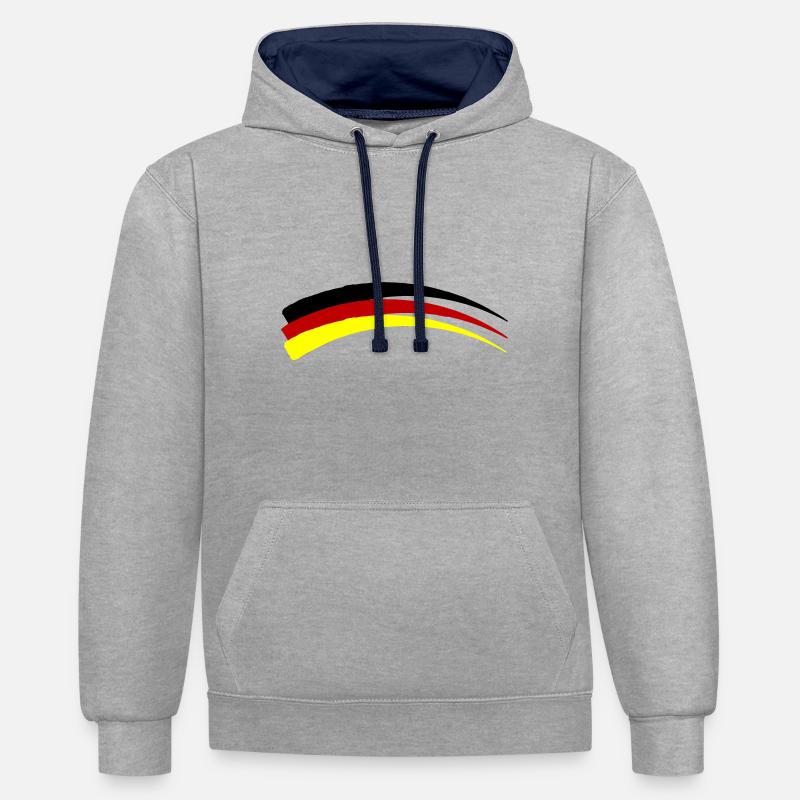 Symbole du drapeau de l’Allemagne - Sweat à capuche contrasté - gris chiné/bleu marine