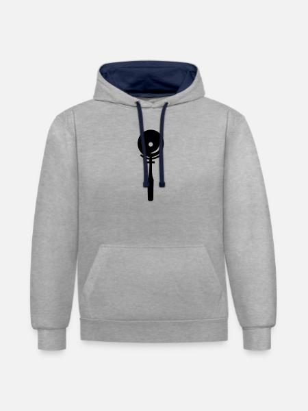 Pizzaschneider - Kontrast-Hoodie - Grau meliert/Navy