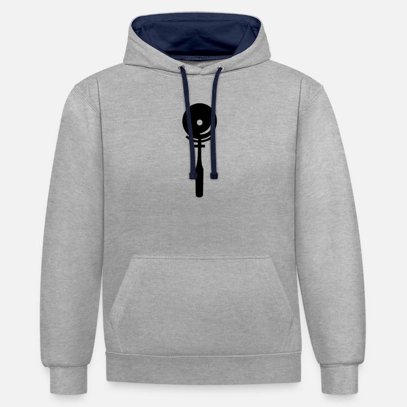 Pizzaschneider - Kontrast-Hoodie - Grau meliert/Navy