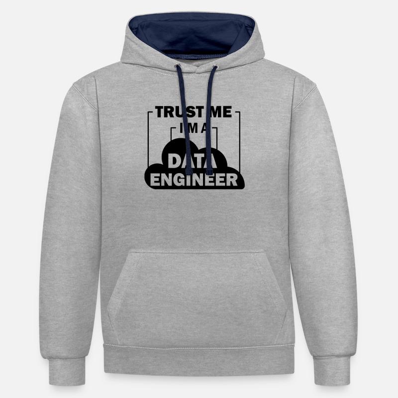 Data Engineer Data Science - Sweat à capuche contrasté - gris chiné/bleu marine