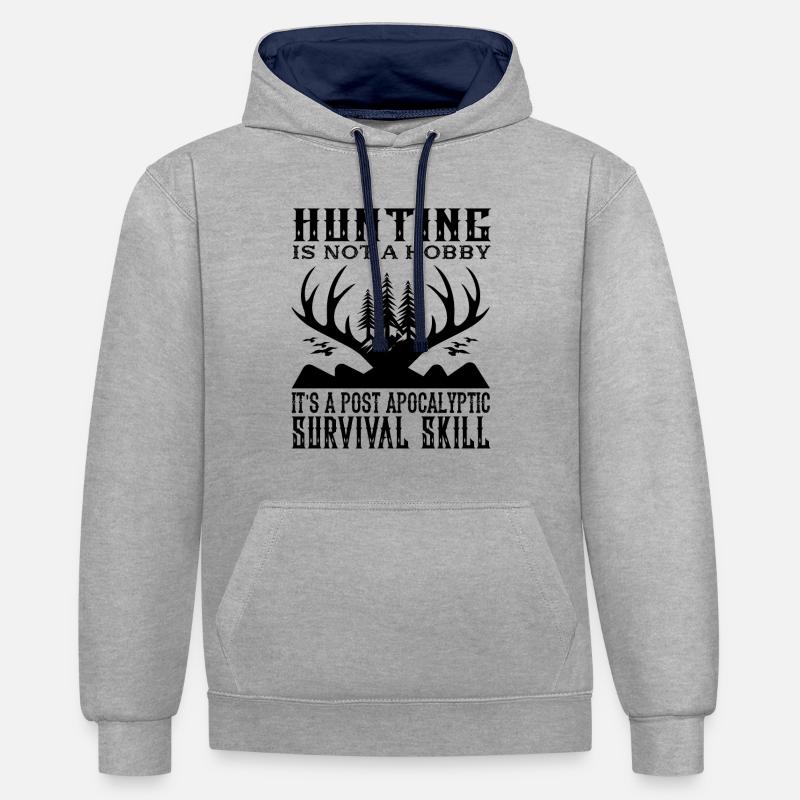 Compétence de survie de chasse - Sweat à capuche contrasté - gris chiné/bleu marine