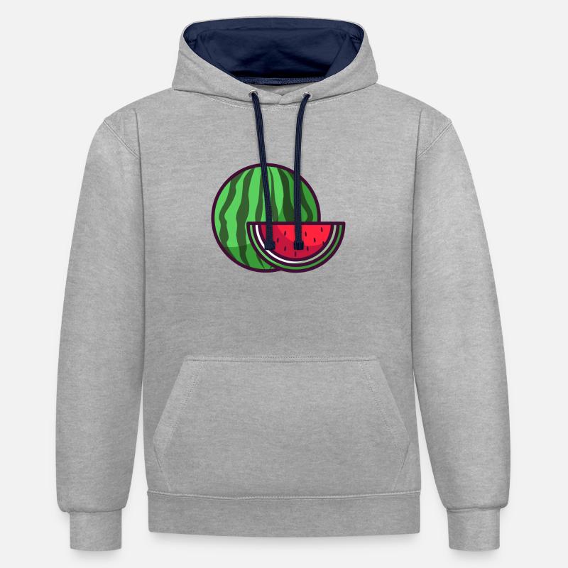 Pastèque - Sweat à capuche contrasté - gris chiné/bleu marine