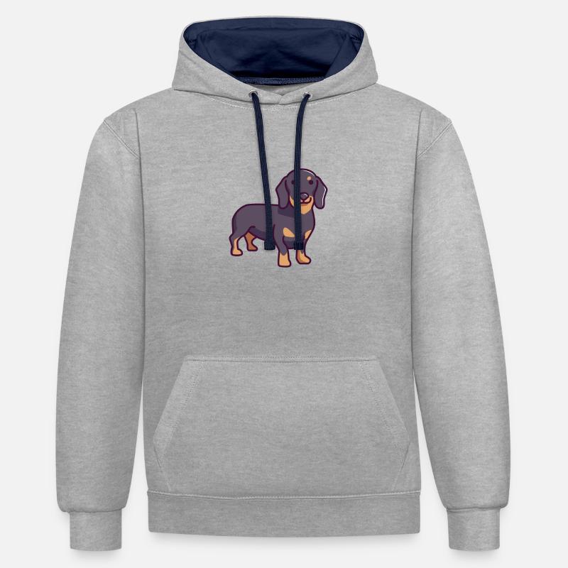 Teckel - Sweat à capuche contrasté - gris chiné/bleu marine