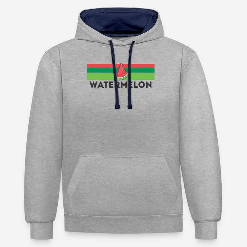 Pastèque - Sweat à capuche contrasté - gris chiné/bleu marine