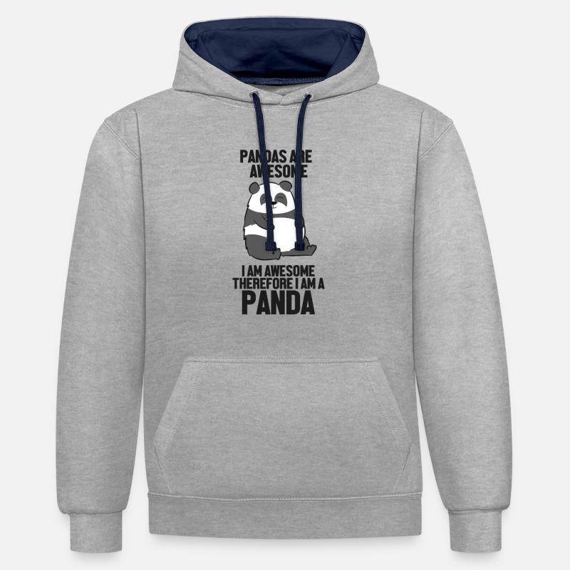 Ich Bin Ein Panda - Kontrast-Hoodie - Grau meliert/Navy