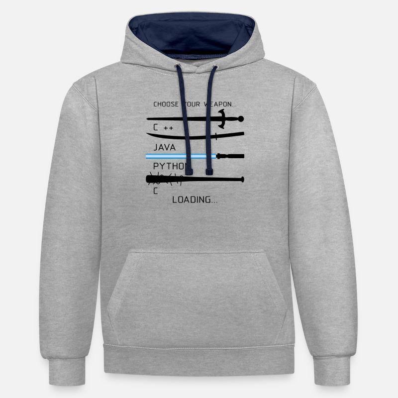 Coding Java Programmierer Beruf Geschenk - Kontrast-Hoodie - Grau meliert/Navy