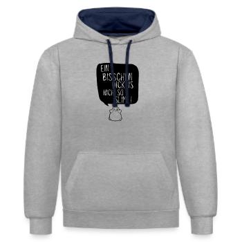 Ein Bisschen Dick Is Nich So Slim Dicker Pinguin - Kontrast-Hoodie - Grau meliert/Navy - Vorne - Liana (172cm) & Jaron (178cm)