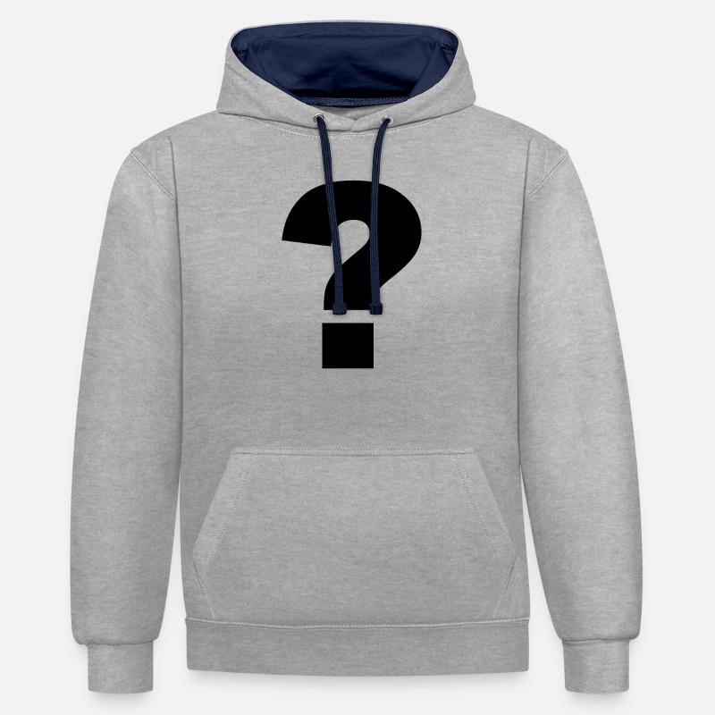 Point d’interrogation noir - Sweat à capuche contrasté - gris chiné/bleu marine