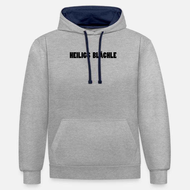 Saint Blächle - Sweat à capuche contrasté - gris chiné/bleu marine