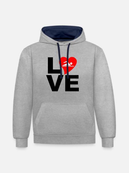 swimming love - Contrast hoodie - heather grey/navy