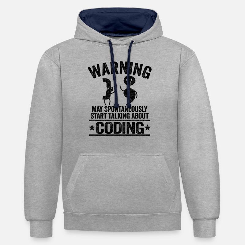 Programmeurs Informaticien Coding Cadeau - Sweat à capuche contrasté - gris chiné/bleu marine