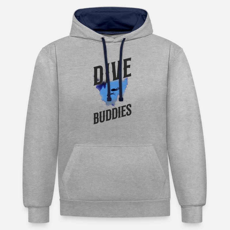 Scuba Diving Diver Dive Buddies - Sweat à capuche contrasté - gris chiné/bleu marine