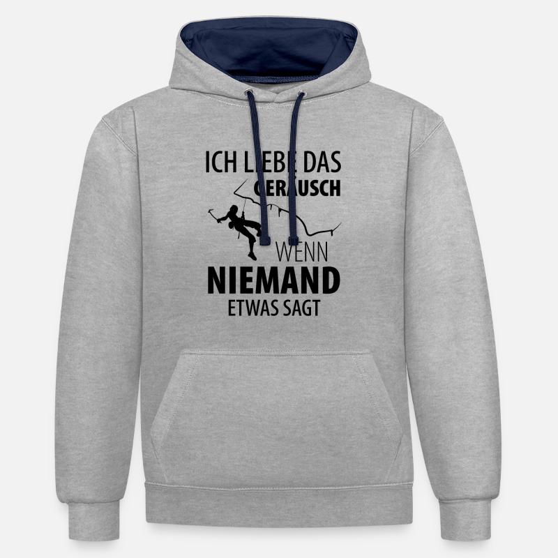 Eisklettern Eiskletterer Eispickel - Kontrast-Hoodie - Grau meliert/Navy