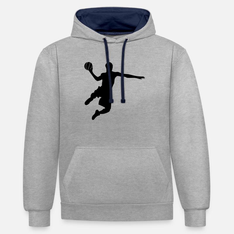 Basketteur basketteur - Sweat à capuche contrasté - gris chiné/bleu marine