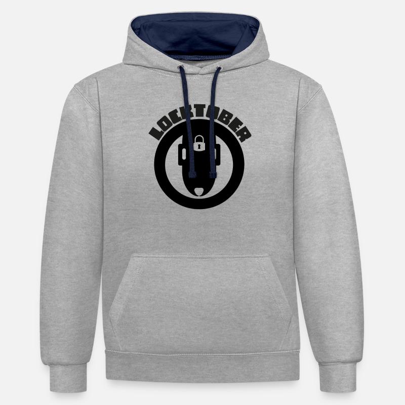 Conception de Locktober - Sweat à capuche contrasté - gris chiné/bleu marine