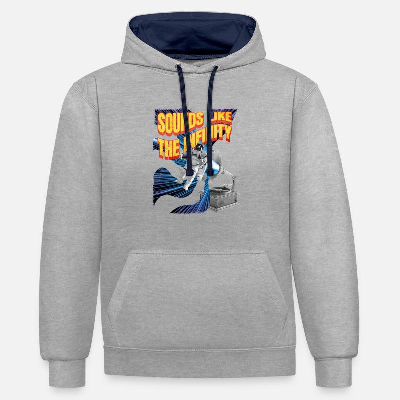 ElementTextsMusicConception d’astronautes - Sweat à capuche contrasté - gris chiné/bleu marine