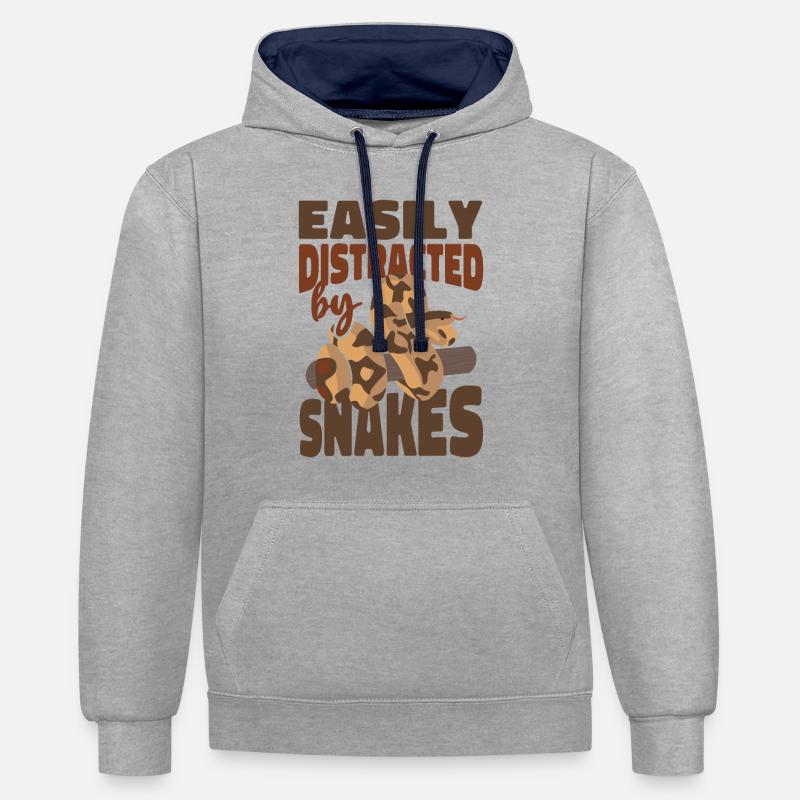 Serpent facilement distrait par - Sweat à capuche contrasté - gris chiné/bleu marine