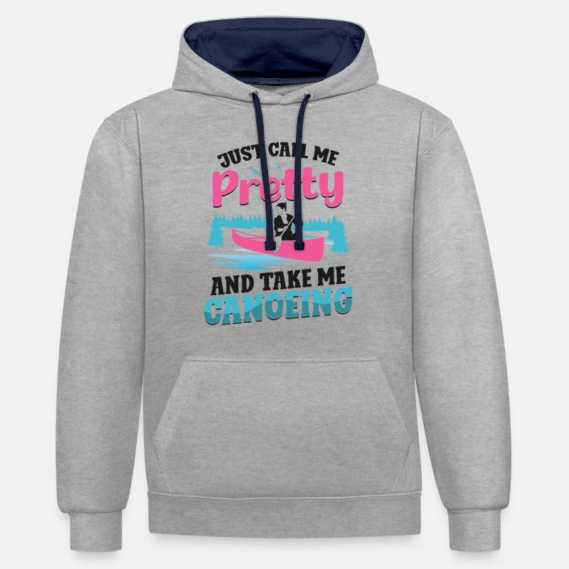 canoë canoë fille Appelez-moi simplement - Sweat à capuche contrasté - gris chiné/bleu marine