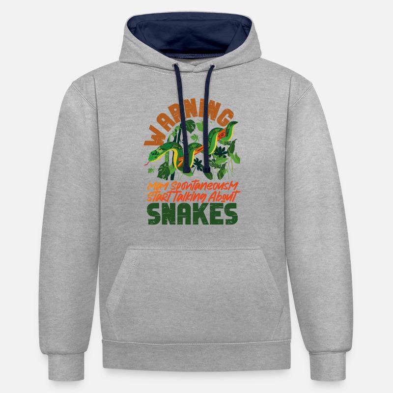 Snake Serpent Warning May - Kontrast-Hoodie - Grau meliert/Navy