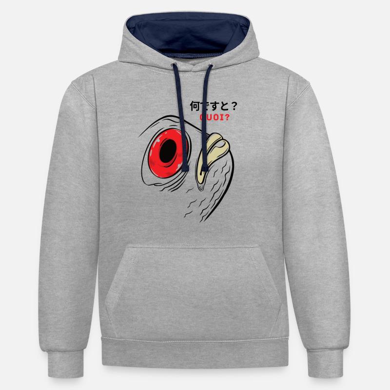 Quoi? cadeau de pêche à la perche bien pensé - Sweat à capuche contrasté - gris chiné/bleu marine