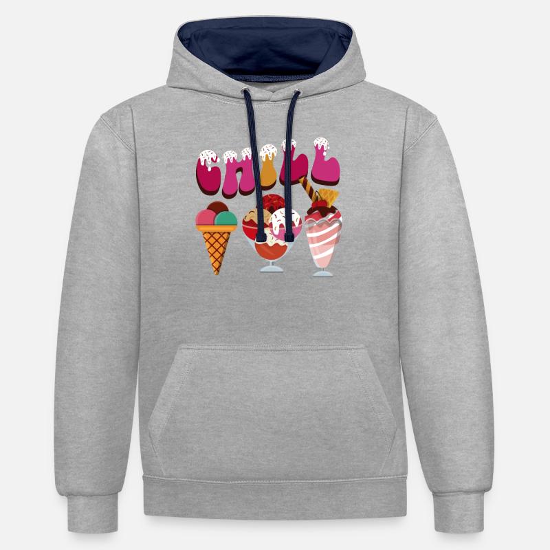 Crème glacée Cone Chill - Sweat à capuche contrasté - gris chiné/bleu marine