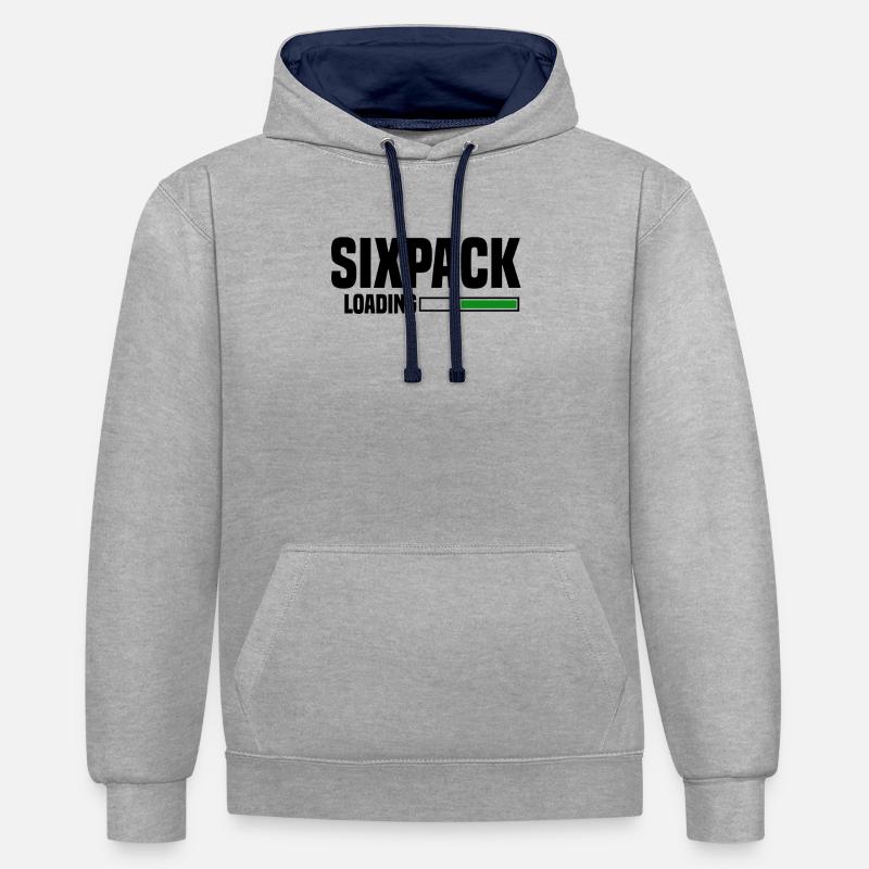 sixpack loading - Kontrast-Hoodie - Grau meliert/Navy