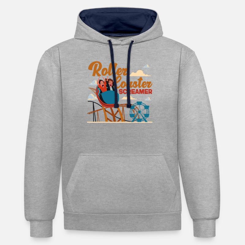 Roller Coaster Roller Coaster - Sweat à capuche contrasté - gris chiné/bleu marine