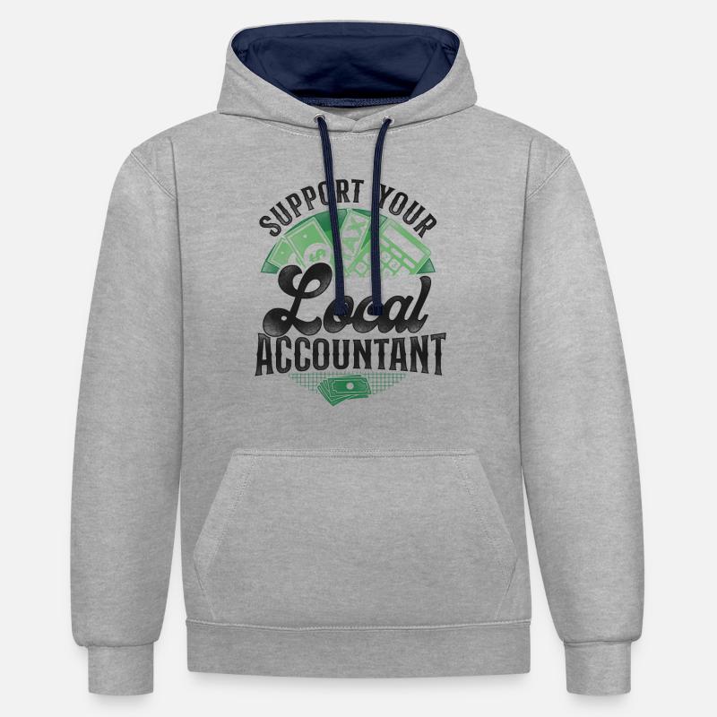 Comptable Comptable Comptable Comptabilité - Sweat à capuche contrasté - gris chiné/bleu marine