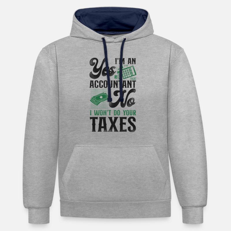 Comptable Comptable Comptable Comptabilité - Sweat à capuche contrasté - gris chiné/bleu marine