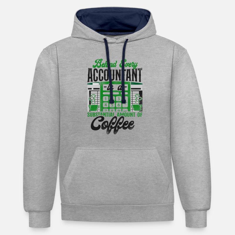 Comptable Comptable Comptable Comptabilité - Sweat à capuche contrasté - gris chiné/bleu marine