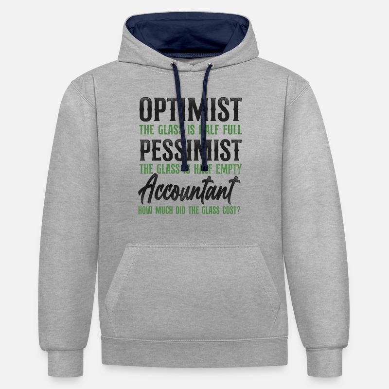 Comptable Comptable Comptable Comptabilité - Sweat à capuche contrasté - gris chiné/bleu marine