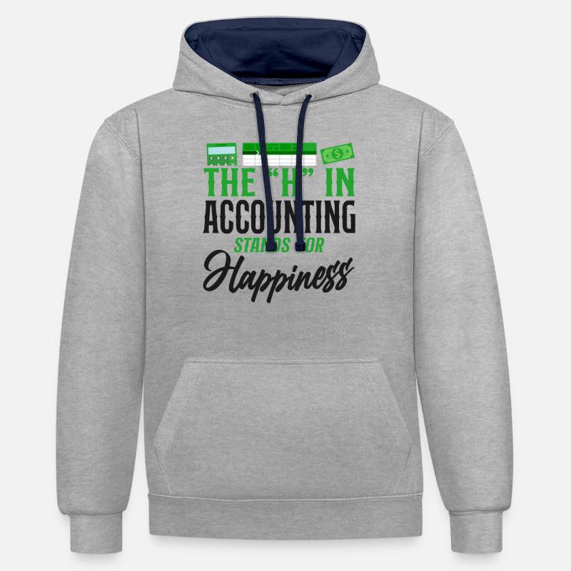 Comptable Comptable Comptable Comptabilité - Sweat à capuche contrasté - gris chiné/bleu marine