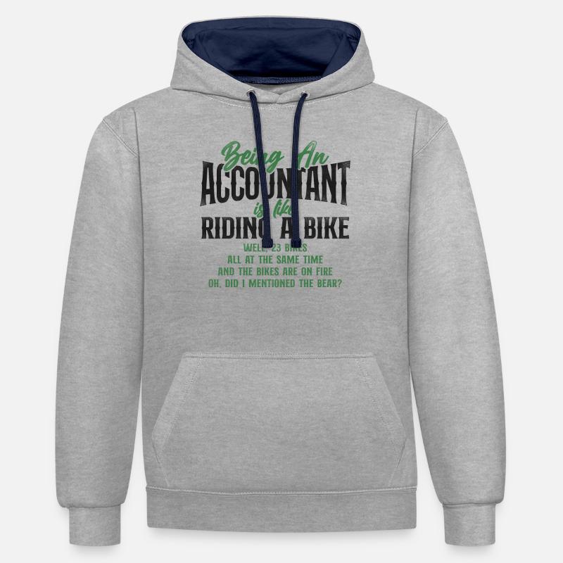 Comptable Comptable Comptable Comptabilité - Sweat à capuche contrasté - gris chiné/bleu marine