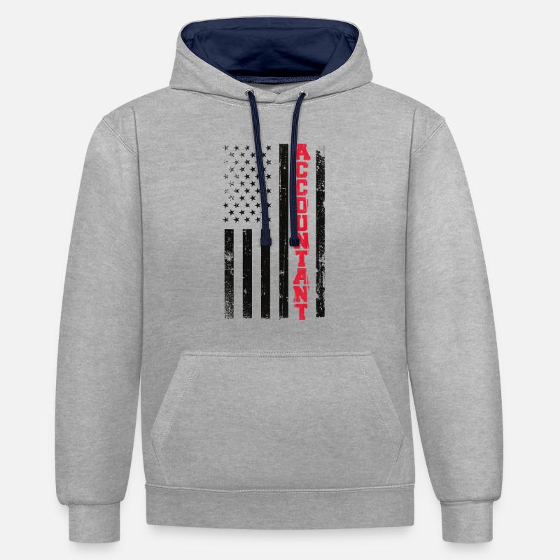 Comptable Comptable Comptable Comptabilité - Sweat à capuche contrasté - gris chiné/bleu marine