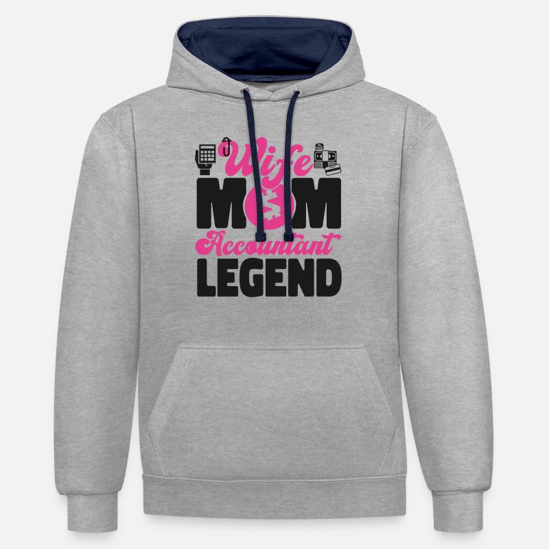 Comptable Comptable Comptable - Sweat à capuche contrasté - gris chiné/bleu marine