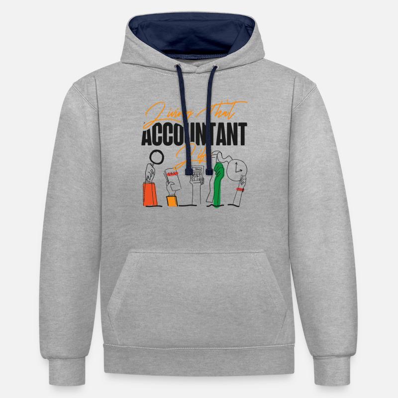 Comptable Comptable Comptable - Sweat à capuche contrasté - gris chiné/bleu marine