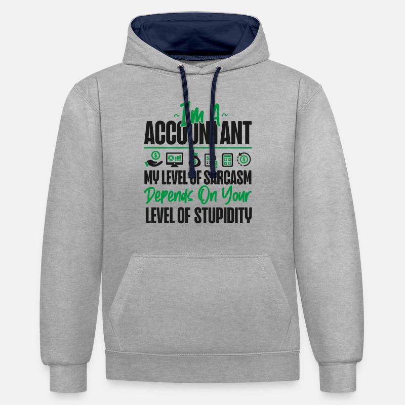 Comptable Comptable Comptable - Sweat à capuche contrasté - gris chiné/bleu marine